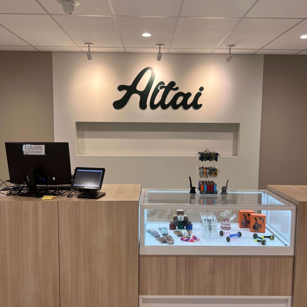 Altai's interior POS system and glass display of products.